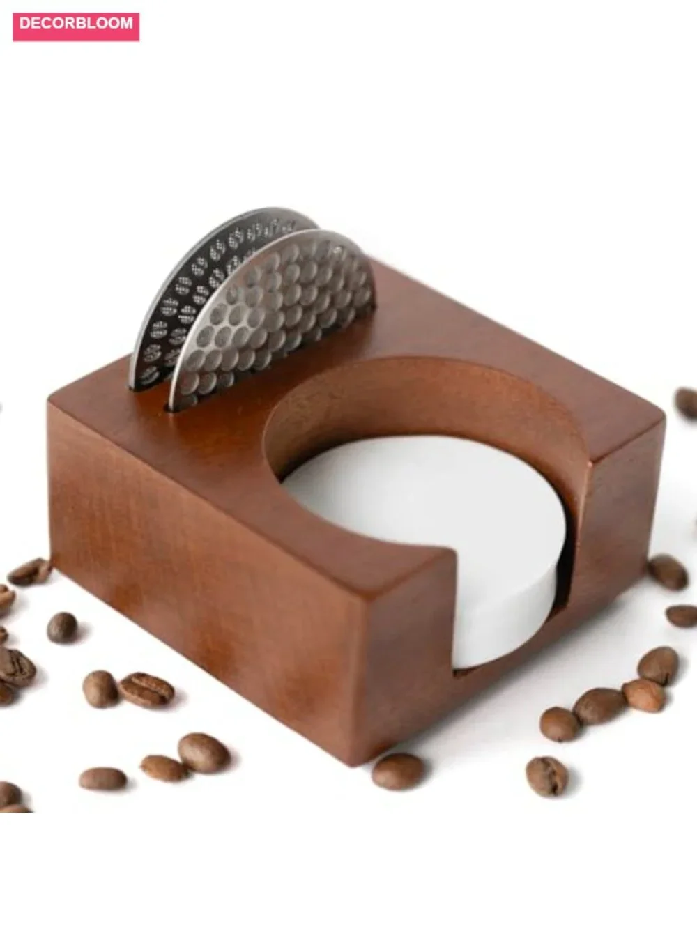 Espresso Filter & Puck Screen Holder, Solid Sapele Wood Coffee Organizer for